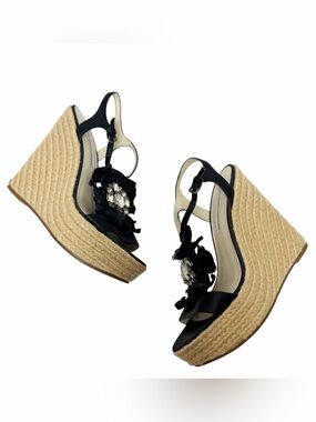 Vera Wang Lavender Label Satin Bow Espadrilles Women's Size 7.5